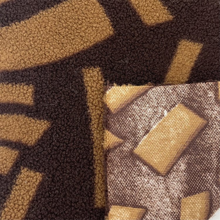 Polyester Printed Teddy Fleece Knit Fabric