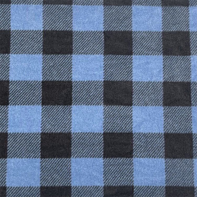 Check Printed Micro Fleece Both Side Brushed Knit Fabric