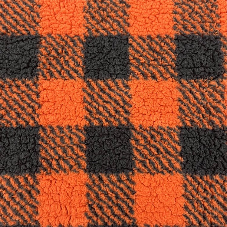 Polyester Check Printed Soft Sherpa Knit Fabric