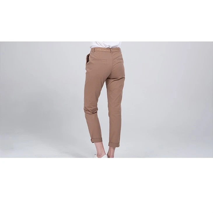 Fashion Pants With Lurex Drawstring And Pu Leather Belt