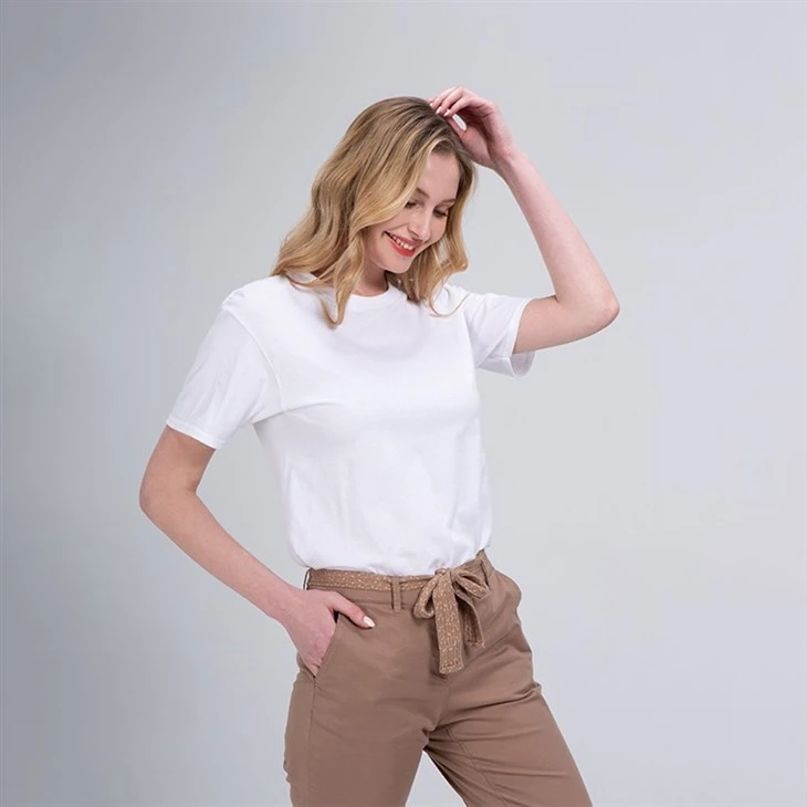 Fashion Pants With Lurex Drawstring And Pu Leather Belt