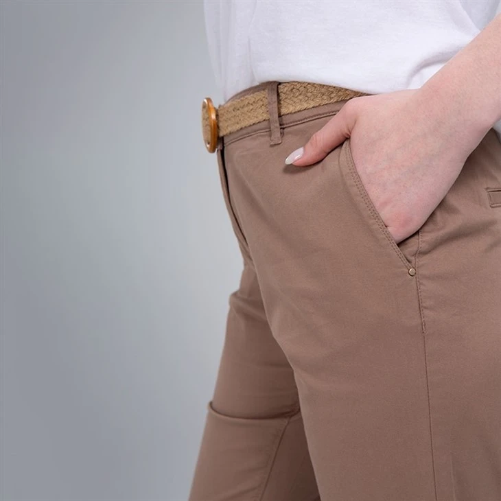 Fashion Pants With Lurex Drawstring And Pu Leather Belt