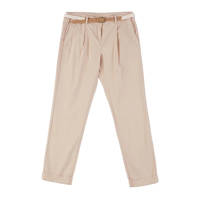 Fashion Pants With Lurex Drawstring And Pu Leather Belt