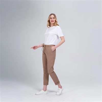 Fashion Pants With Lurex Drawstring And Pu Leather Belt